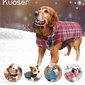 Kuoser reversible Red Plaid/Black Dog Coat Size XL NWT